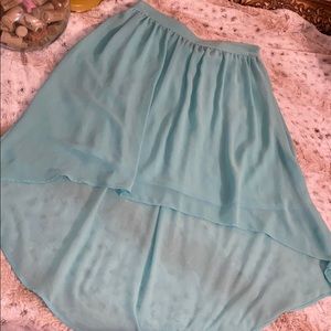 Aqua sheer high-low skirt